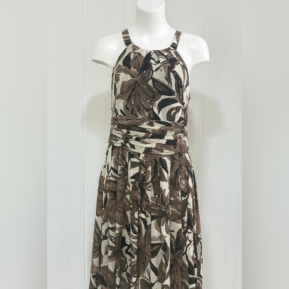 Evan Picone Strapless Brown Floral Dress - Picture 1 of 7
